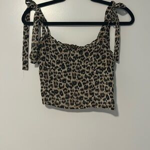 Audrey Black and Brown Tie Front Crop Tank Top